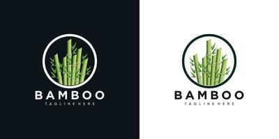 bambù logo icona design steli e foglie con modello creativo vettore