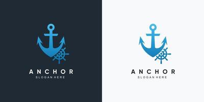 modello di progettazione del logo dell'icona marina di ancoraggio con elemento creativo vettore