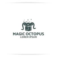 polpo magico logo design vettoriale, tentacoli, circo, sorpresa vettore