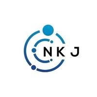 nkj lettera tecnologia logo design su sfondo bianco. nkj iniziali creative lettera it logo concept. disegno della lettera nkj. vettore