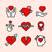 set di raccolta di icone a forma di cuore vettore