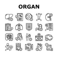le icone della raccolta medica di donazione di organi impostano il vettore