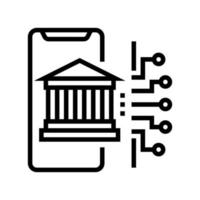 illustrazione nera del vettore dell'icona della linea bancaria online