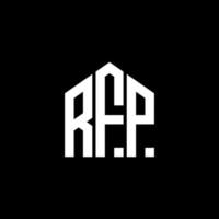 design della lettera rfp. design del logo della lettera rfp su sfondo nero. concetto di logo della lettera di iniziali creative rfp. design della lettera rfp. design del logo della lettera rfp su sfondo nero. r vettore