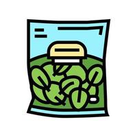illustrazione vettoriale dell'icona del colore del sacchetto del pacchetto di spinaci
