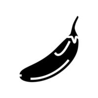 illustrazione vettoriale dell'icona del glifo bianco melanzana