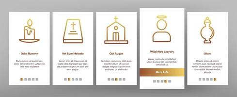 set di icone di onboarding rituale di sepoltura funebre vettore