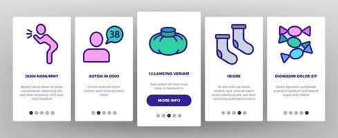 i sintomi dell'influenza e le icone di onboarding per la cura impostano il vettore