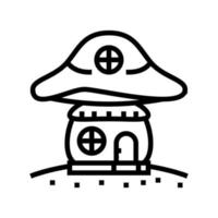 illustrazione vettoriale dell'icona della linea della casa dei funghi