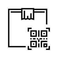 illustrazione isolata del vettore dell'icona della linea del codice QR individuale di consegna della scatola
