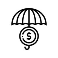 illustrazione isolata del vettore dell'icona della linea di sicurezza dell'ombrello della moneta