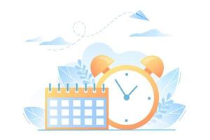 calendario e orologio, concetto di gestione del tempo vettore