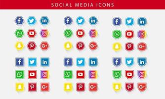 icone colorate social media impostate in diverse forme vettore