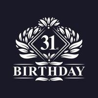 31 anni di logo di compleanno, celebrazione del 31° compleanno di lusso. vettore