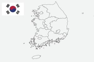 mappa e bandiera della Corea del Sud vettore
