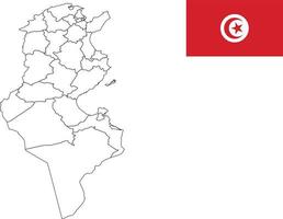 mappa e bandiera della tunisia vettore