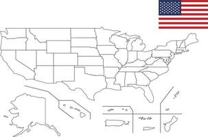 mappa e bandiera dei territori degli Stati Uniti vettore