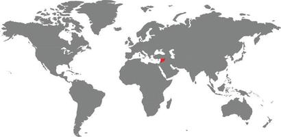 mappa della siria sulla mappa del mondo vettore