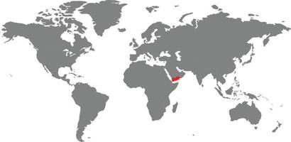 mappa dello yemen sulla mappa del mondo vettore