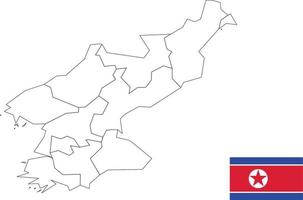 mappa e bandiera della Corea del Nord vettore