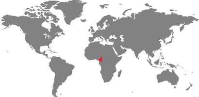 mappa del camerun sulla mappa del mondo vettore