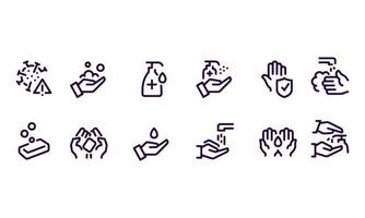 lavaggio mani icone disegno vettoriale