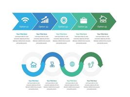 illustrazione vettoriale modello di progettazione infografica con icone e 4 opzioni o passaggi. può essere utilizzato per processi, presentazioni, layout, banner, grafici informativi.