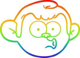 arcobaleno gradiente linea disegno cartone animato faccia di scimmia vettore