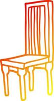 sedia di legno del fumetto di disegno di linea a gradiente caldo vettore