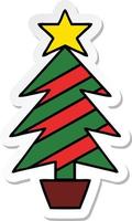 adesivo di un albero di Natale simpatico cartone animato vettore