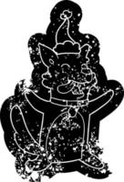 icona in difficoltà del fumetto di un cane felice che indossa il cappello di Babbo Natale vettore