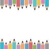 un set di matite colorate con una cornice di testo, illustrazione vettoriale a colori isolata
