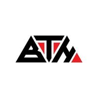 design del logo della lettera triangolare bth con forma triangolare. bth triangolo logo design monogramma. modello di logo vettoriale triangolo bth con colore rosso. bth logo triangolare logo semplice, elegante e lussuoso. bth