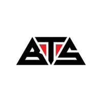 logo della lettera triangolo bts con forma triangolare. bts triangolo logo design monogramma. modello di logo vettoriale triangolo bts con colore rosso. logo triangolare bts logo semplice, elegante e lussuoso. bts