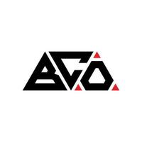 design del logo della lettera triangolare bco con forma triangolare. monogramma di design del logo del triangolo bco. modello di logo vettoriale triangolo bco con colore rosso. logo triangolare bco logo semplice, elegante e lussuoso. bco