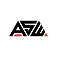 design del logo della lettera triangolare asw con forma triangolare. monogramma di design del logo del triangolo asw. modello di logo vettoriale triangolo asw con colore rosso. logo triangolare asw logo semplice, elegante e lussuoso. asw