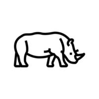 animale rinoceronte nell'illustrazione vettoriale dell'icona della linea dello zoo