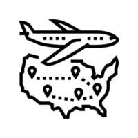 illustrazione vettoriale dell'icona della linea di viaggio degli Stati Uniti