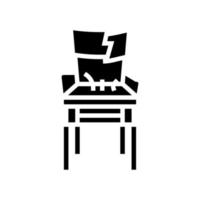 illustrazione vettoriale dell'icona del glifo della vecchia sedia rotta