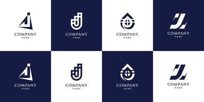 set di monogramma lettera iniziale j logo con concept creative vettore