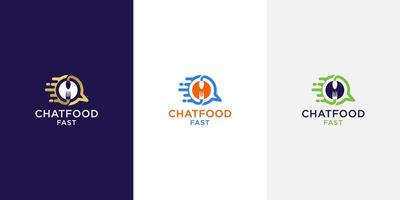 icona del logo della chat di fast food vettore