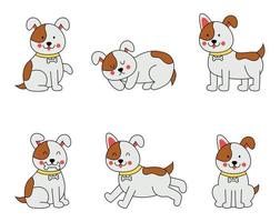 set di simpatici cani felici in stile cartone animato. vettore
