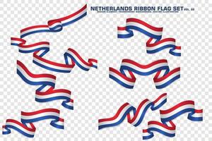 set di bandiere a nastro olandesi, design di elementi, stile 3d. illustrazione vettoriale