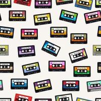 retrò vecchie cassette audio colorate sfondo senza soluzione di continuità vettore