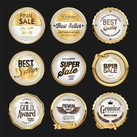 collezione di badge in metallo dorato vettore