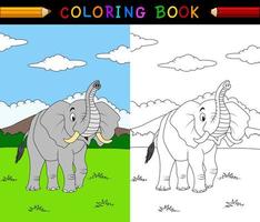libro da colorare di elefanti dei cartoni animati vettore