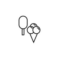 concetto di cucina, cibo e cucina. raccolta di icone monocromatiche di contorno moderno in stile piatto. icona della linea di gelati vettore