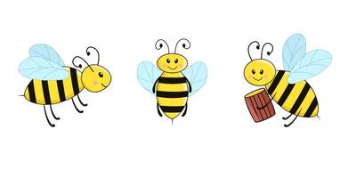 insieme dell'ape divertente del fumetto. vettore su uno sfondo bianco isolare