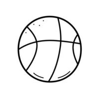 attrezzature sportive con palla, illustrazione vettoriale doodle della palla per il gioco di basket di calcio.