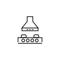 concetto di cucina, cibo e cucina. raccolta di icone monocromatiche di contorno moderno in stile piatto. icona della linea della cappa sopra il forno vettore